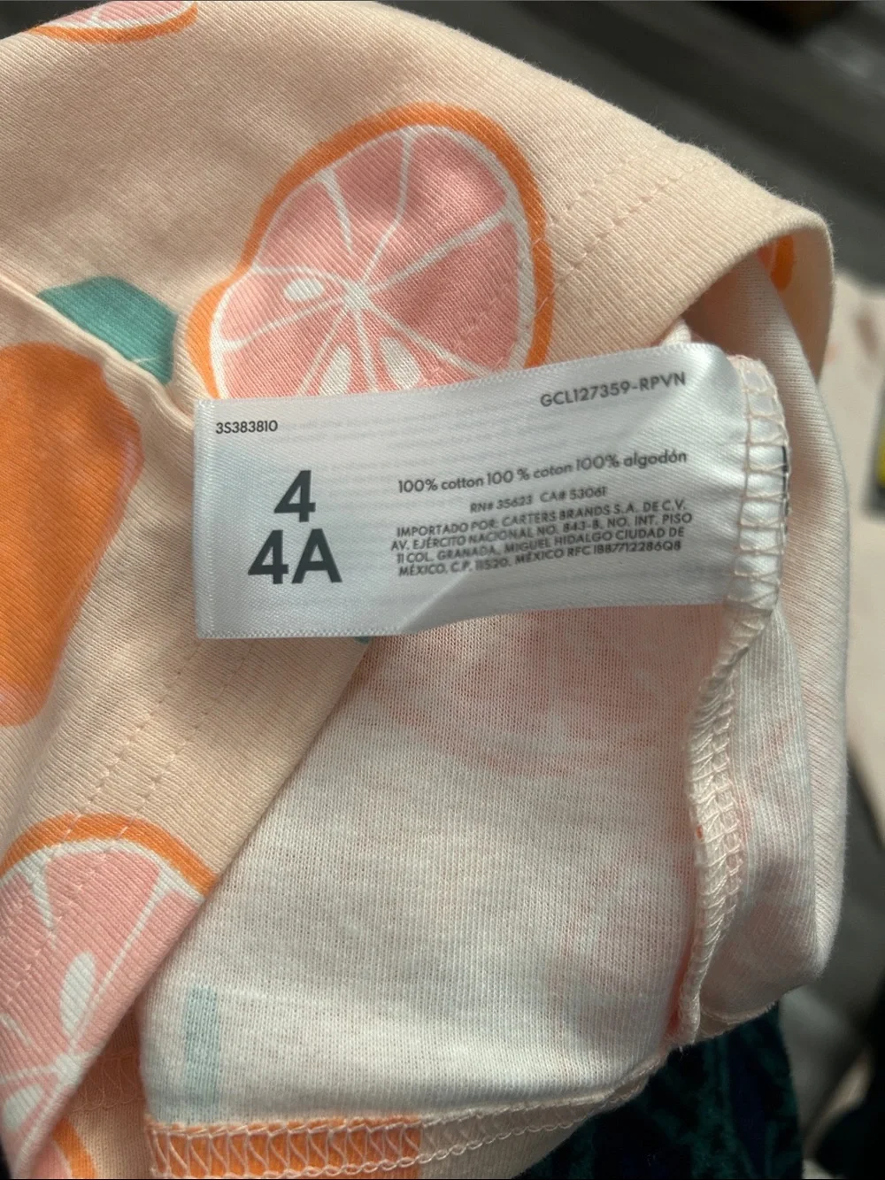 Carter's Peach and Orange Fruit Print Short Sleeve Pajama 2-Pack